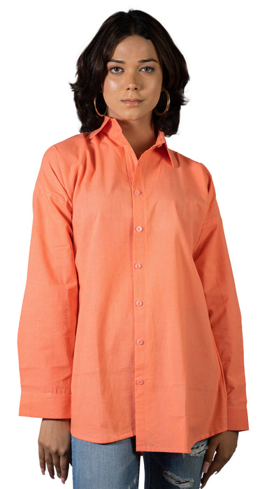 Parsimmon Orange Oversized Solid Shirt-CK-ORANGESHIRT