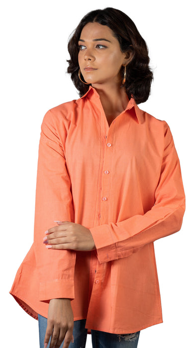 Parsimmon Orange Oversized Solid Shirt-CK-ORANGESHIRT