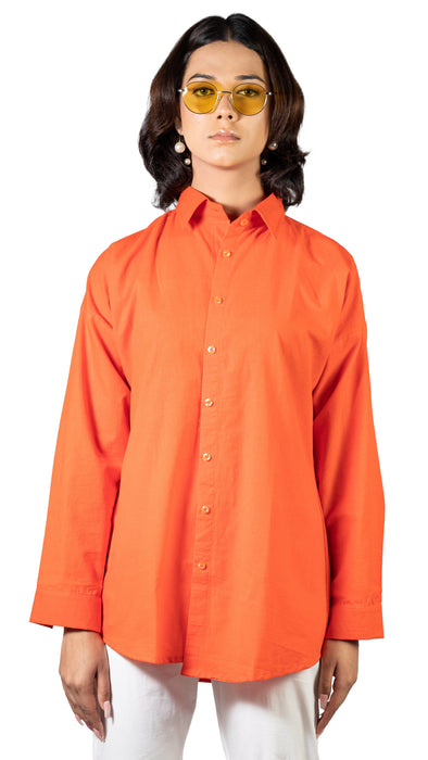 Cherry Red Oversized Solid Shirt For Women-CK-CHERRYREDSHIRT