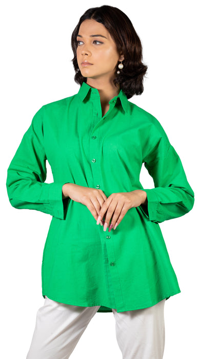 Toucan Green Oversized Solid Shirt-CK-GREENSHIRT