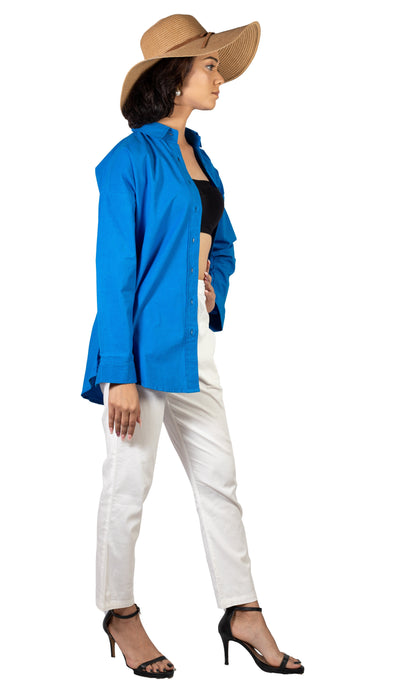 Ultramarine Blue Oversized Solid Shirt-CK-ULTRAMARINEBLUESHIRT