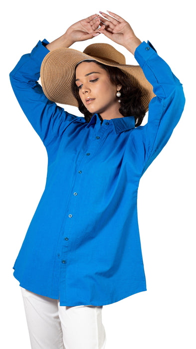 Ultramarine Blue Oversized Solid Shirt-CK-ULTRAMARINEBLUESHIRT