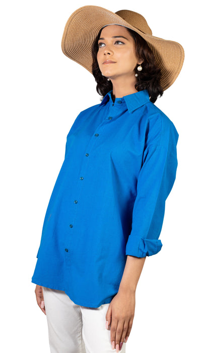 Ultramarine Blue Oversized Solid Shirt-CK-ULTRAMARINEBLUESHIRT