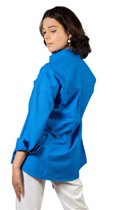 Ultramarine Blue Oversized Solid Shirt-CK-ULTRAMARINEBLUESHIRT