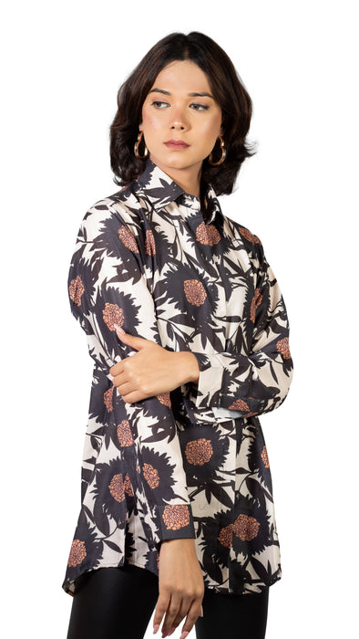 Women Midnight Bloom Printed Shirt-CK-MIDNIGHT BLOOM