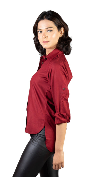 Women Liva Maroon Regular Fit Solid Casual Shirt-CK-MAROONSOLIDSHIRT