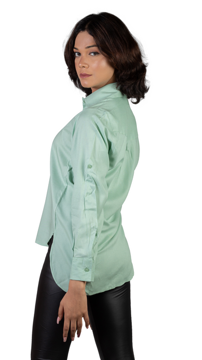 Women Liva Mint Green Regular Fit Solid Casual Shirt-CK-MINTGREENSOLIDSHIRT