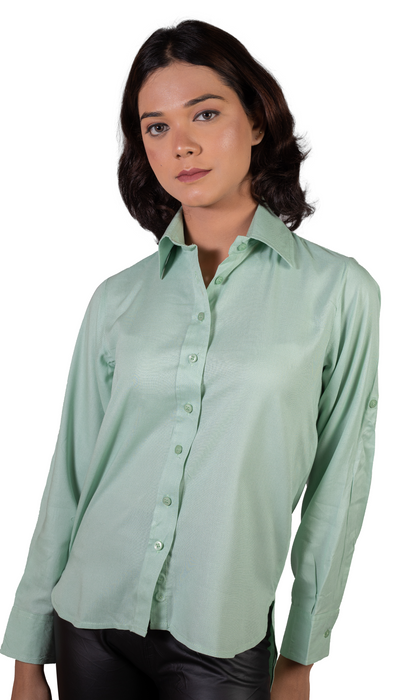 Women Liva Mint Green Regular Fit Solid Casual Shirt-CK-MINTGREENSOLIDSHIRT