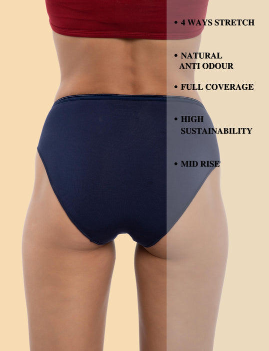 Bamboo Micro Modal | Anti Bacterial | Women Hipster | Premium Panty | 3X moisture wicking | 50 Wash Guarantee | Pack of 3