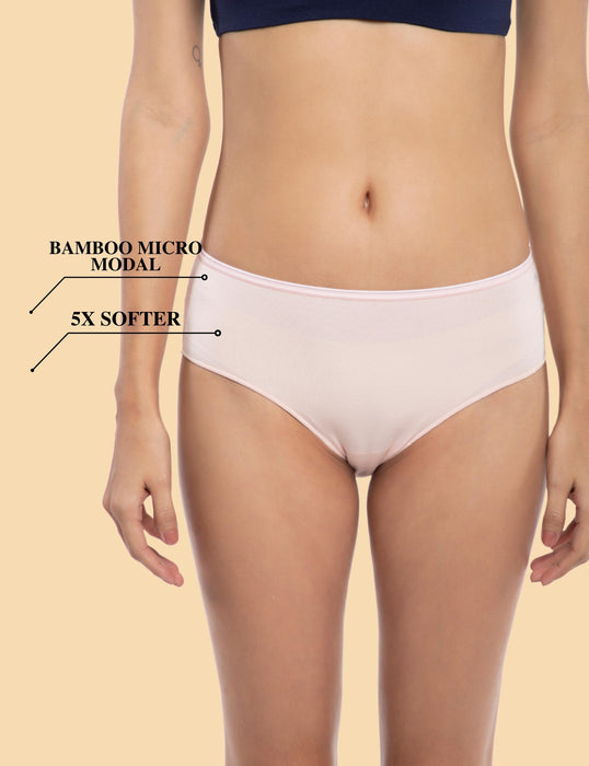 Bamboo Micro Modal | Anti Bacterial | Women Hipster | Premium Panty | 3X moisture wicking | 50 Wash Guarantee | Pack of 3