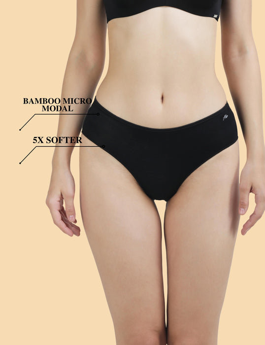 Bamboo Micro Modal | Anti Bacterial | Women Hipster | Premium Panty | 3X moisture wicking | 50 Wash Guarantee | Pack of 3