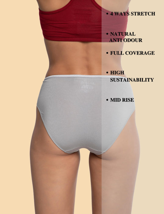 Bamboo Micro Modal | Anti Bacterial | Women Hipster | Premium Panty | 3X moisture wicking | 50 Wash Guarantee | Pack of 3