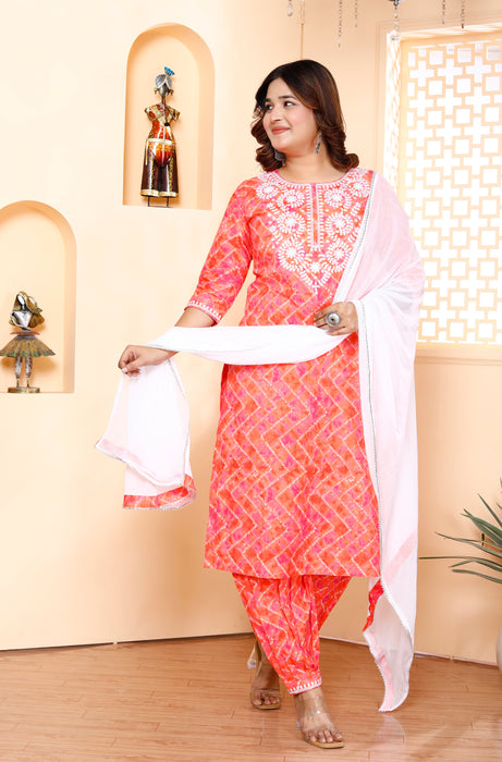 Salwar Suit with Dupatta in Cotton (Multi)-KR-21