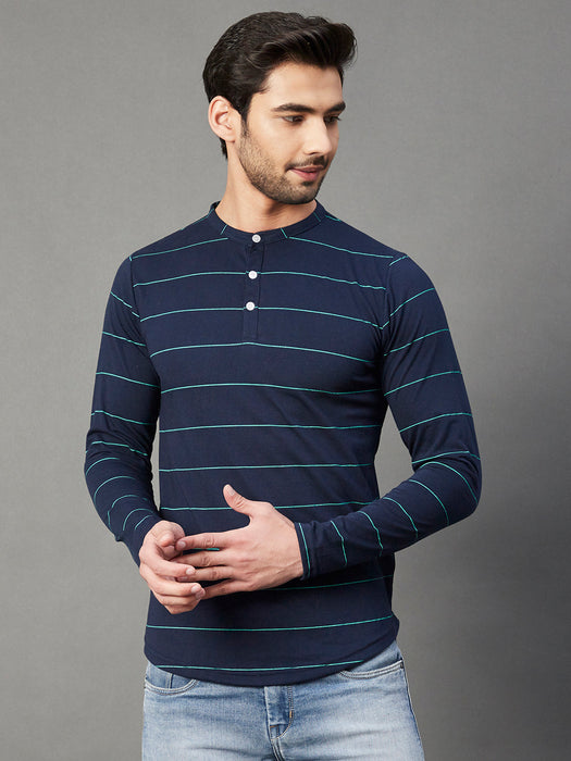 Blue Stripe Henley T-Shirt