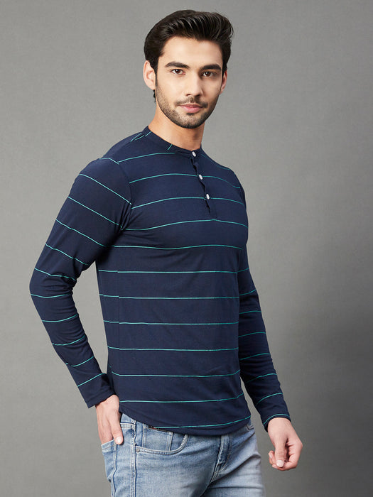 Blue Stripe Henley T-Shirt