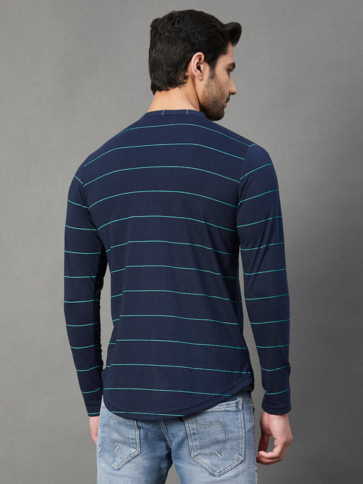 Blue Stripe Henley T-Shirt