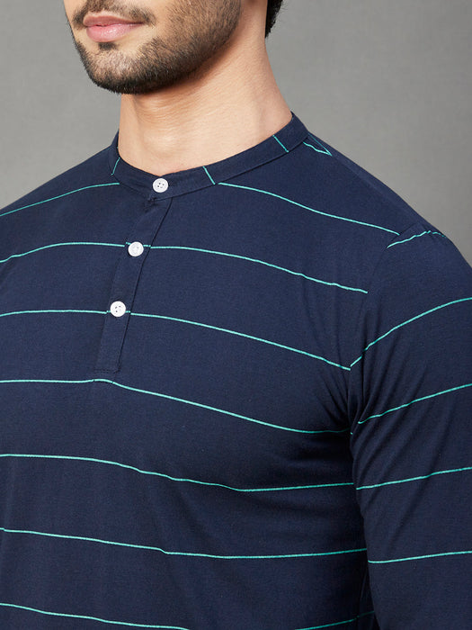 Blue Stripe Henley T-Shirt