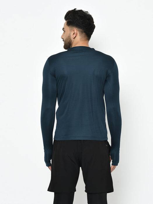 Zip Neck Henley Thumbhole Full Sleeve Active Wear T-Shirt