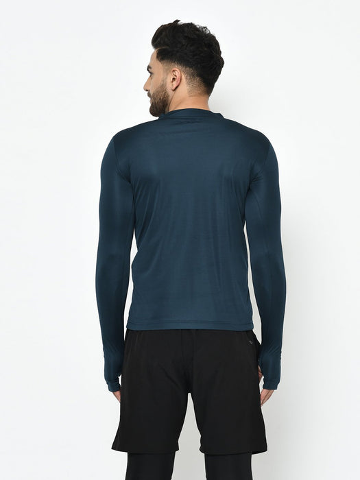 Active wear Zip Neck Henley Thumbhole Full Sleeve  T-Shirt