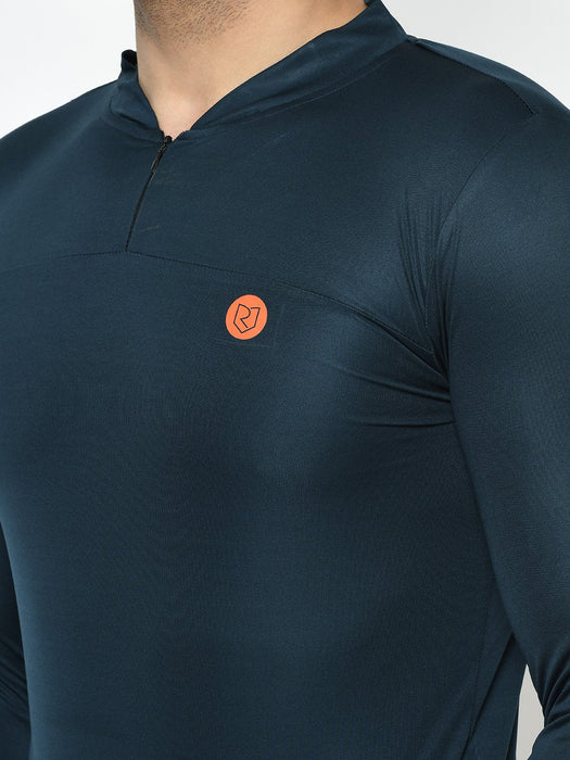 Active wear Zip Neck Henley Thumbhole Full Sleeve  T-Shirt