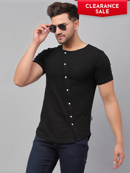 Black Half Sleeve Knitted Shirt