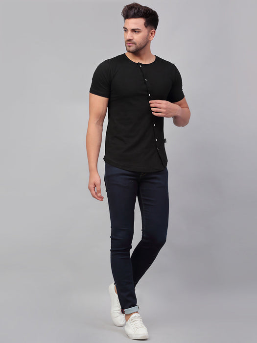 Black Half Sleeve Knitted Shirt