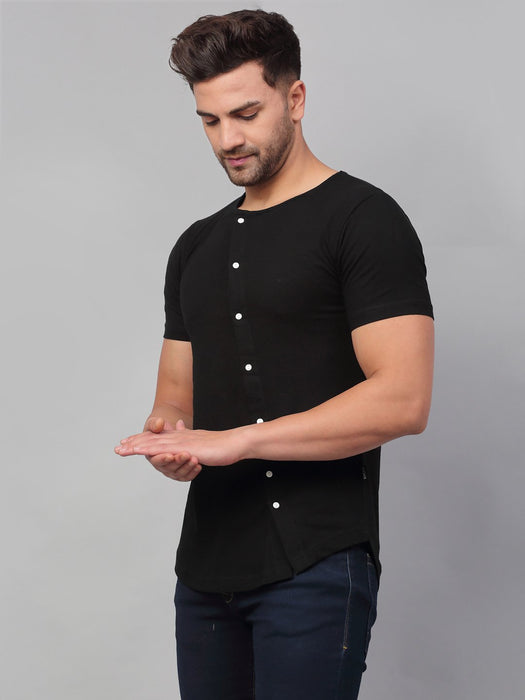 Black Half Sleeve Knitted Shirt