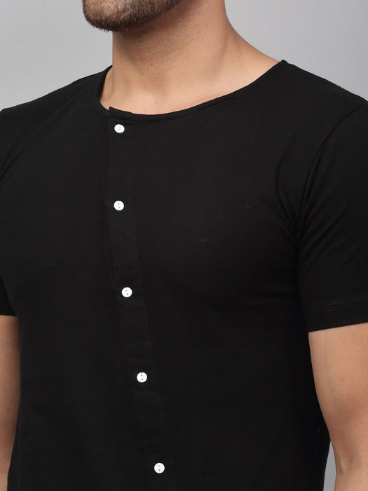 Black Half Sleeve Knitted Shirt