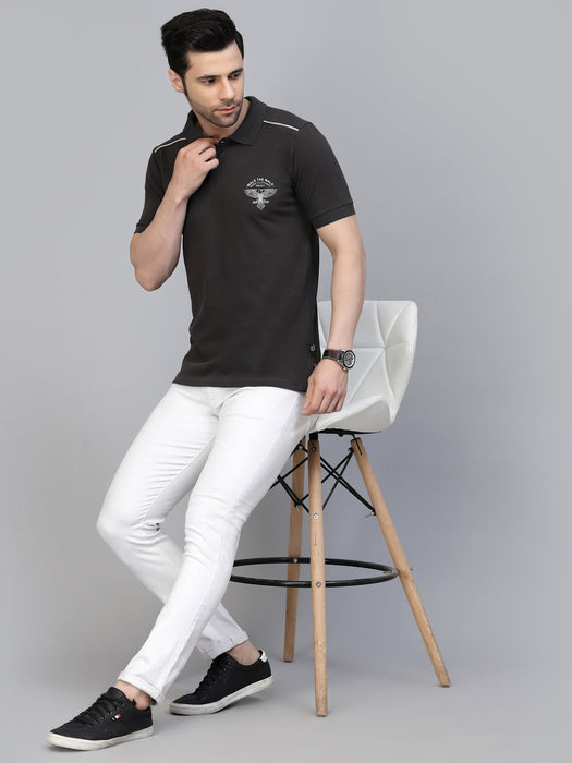 Typographic Printed Half Sleeves Polo T-Shirt