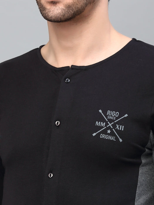 Men Black Cut And Sew T-Shirt