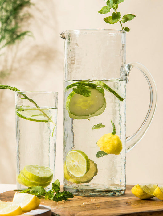 Hammered Pitcher & Glass Set