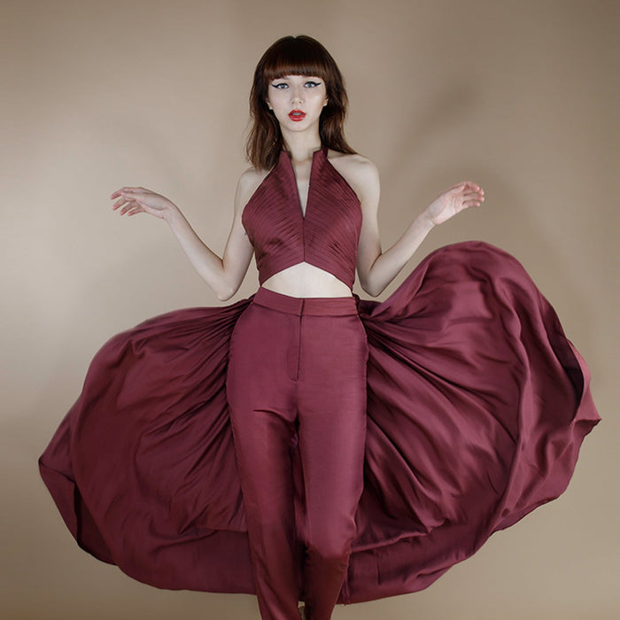 ORGANIC PLEATED MAROON TOP