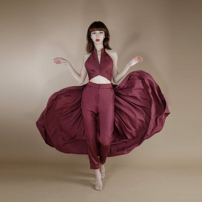 ORGANIC PLEATED MAROON TOP