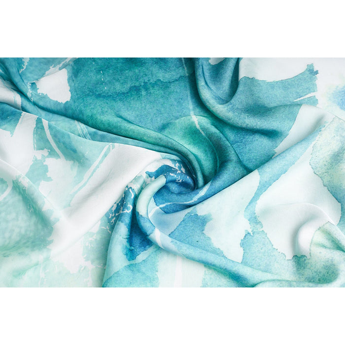 ORGANIC SMALL SEA GREEN PRINTED SCARF