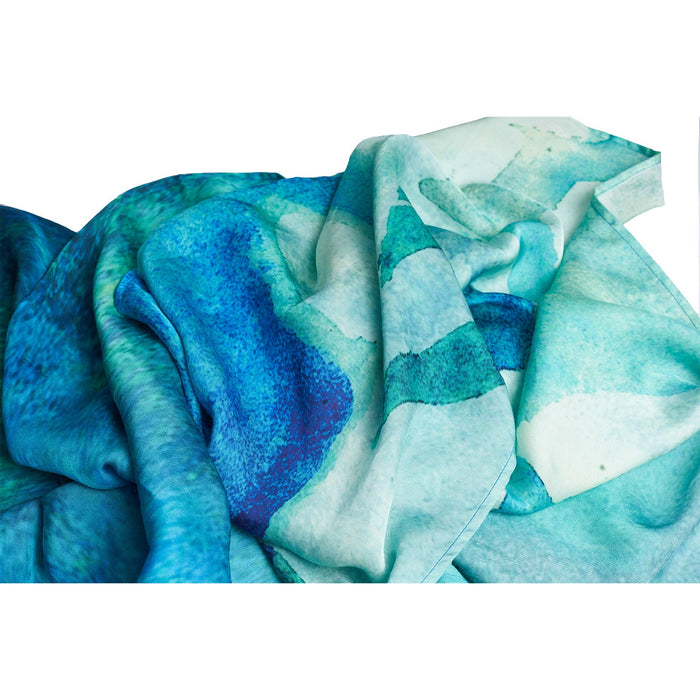 ORGANIC SMALL SEA GREEN AND WHITE SCARF FOR MEN