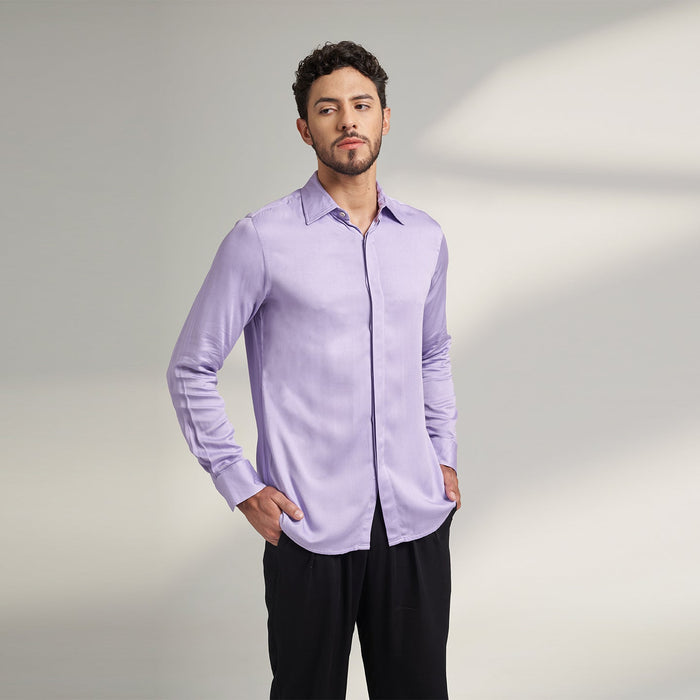 ORGANIC LOTUS SILK SOLID LILAC PURPLE SHIRT