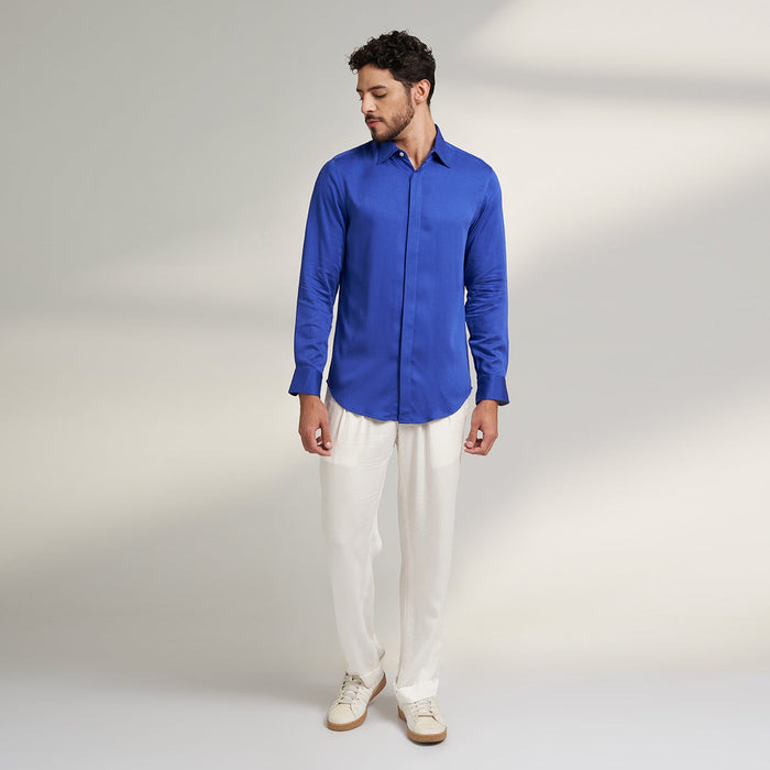 ORGANIC ROYAL BLUE DRESS SHIRT MEN