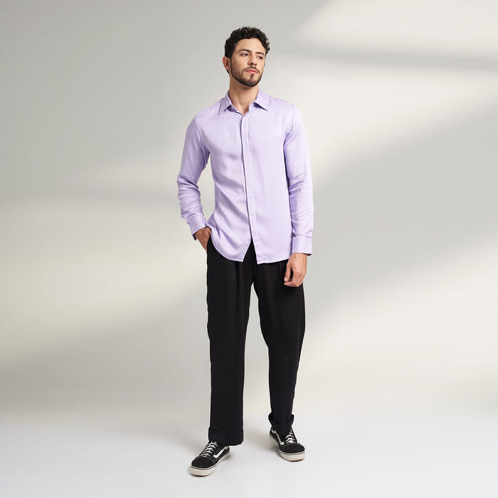 ORGANIC LOTUS SILK SOLID LILAC PURPLE SHIRT