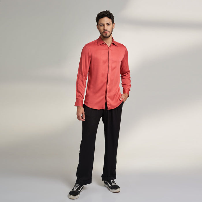 ORGANIC SOLID CRIMSON RED SHIRT