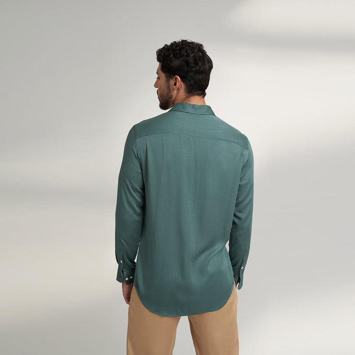 ORGANIC SOLID SAGE GREEN MENS DRESS SHIRT