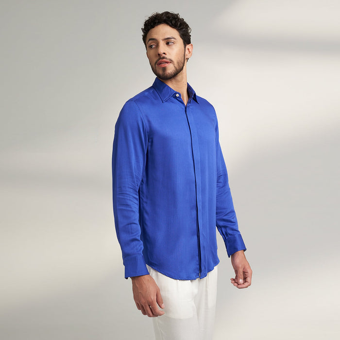 ORGANIC ROYAL BLUE DRESS SHIRT MEN