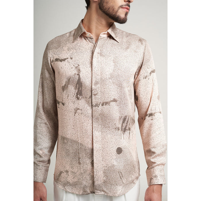 ORGANIC PRINTED BROWN AND PINK SHIRT