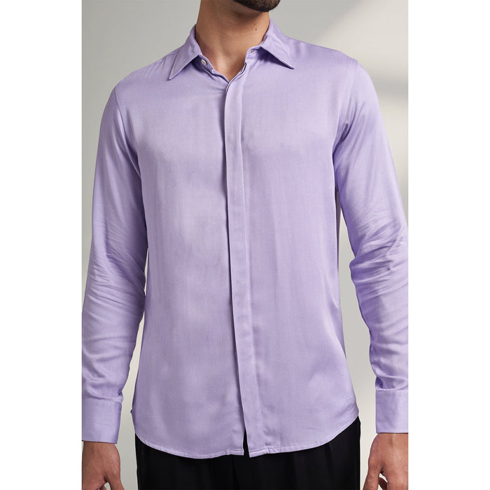 ORGANIC LOTUS SILK SOLID LILAC PURPLE SHIRT