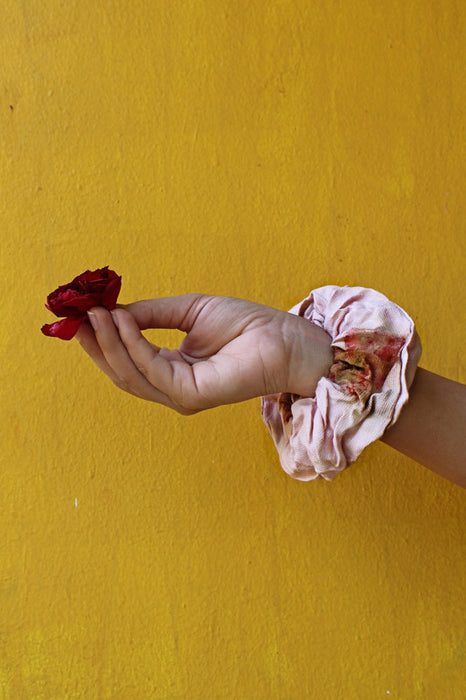 Bageeya Handwoven organic cotton Eco-Printed Scrunchie | Crafted with Sacred temple flowers and Ayurvedic herbs