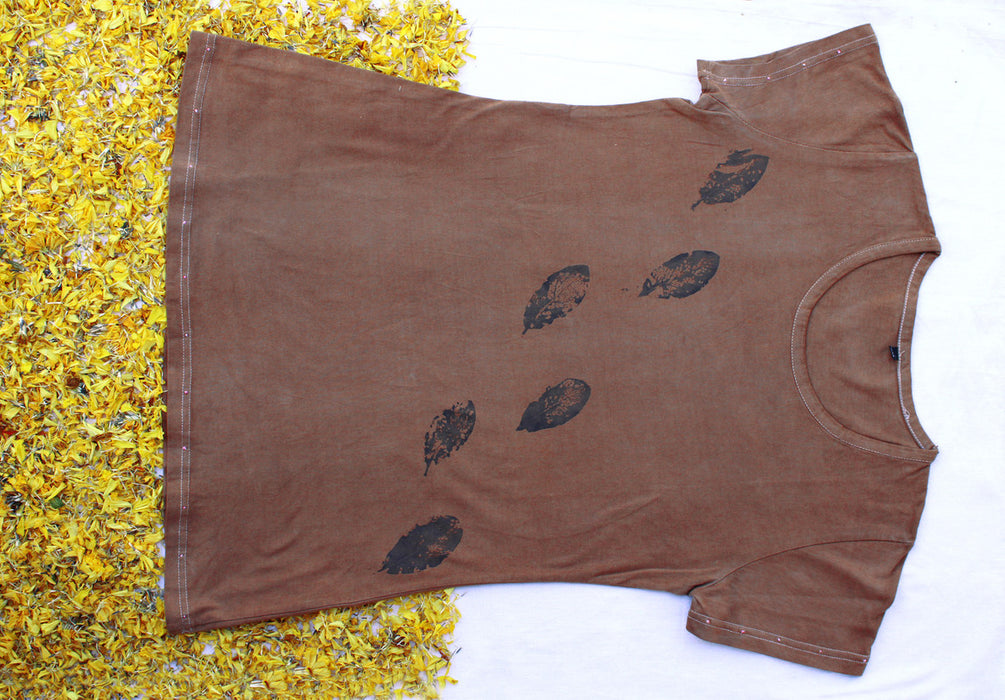 Bageeya Eco-printed Organic Cotton T-shirt | Crafted with Sacred temple flowers and Ayurvedic herbs