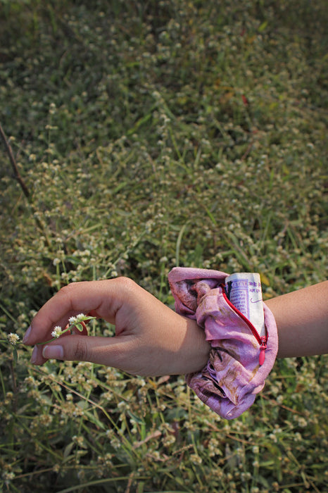 Bageeya Handwoven organic cotton Eco-Printed Scrunchie | Crafted with Sacred temple flowers and Ayurvedic herbs