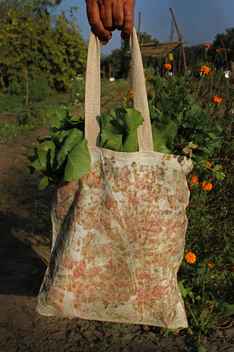 Bageeya Eco-Printed Recycled cotton Packaging Bag | Crafted with Sacred temple flowers and Ayurvedic herbs