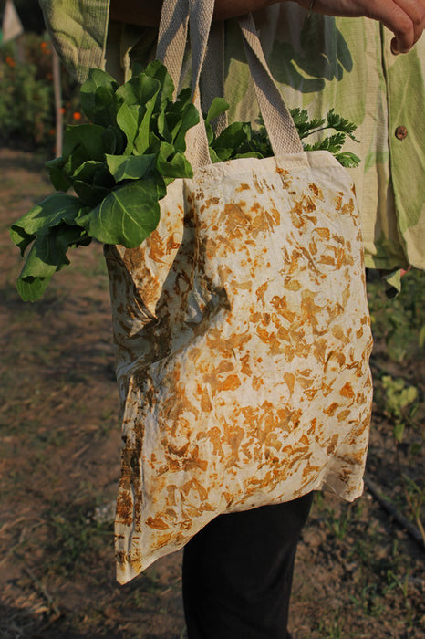 Bageeya Eco-Printed Recycled cotton Packaging Bag | Crafted with Sacred temple flowers and Ayurvedic herbs