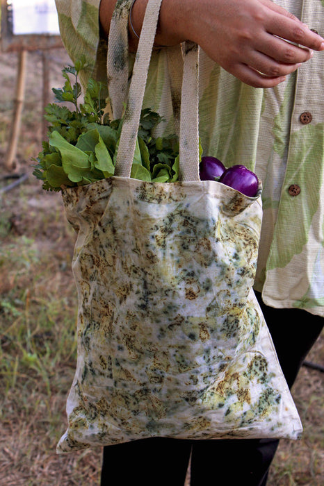 Bageeya Eco-Printed Recycled cotton Packaging Bag | Crafted with Sacred temple flowers and Ayurvedic herbs