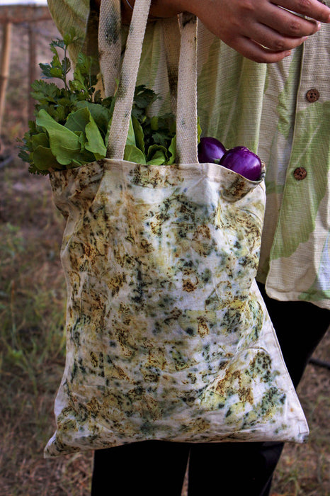 Bageeya Eco-Printed Recycled cotton Packaging Bag | Crafted with Sacred temple flowers and Ayurvedic herbs